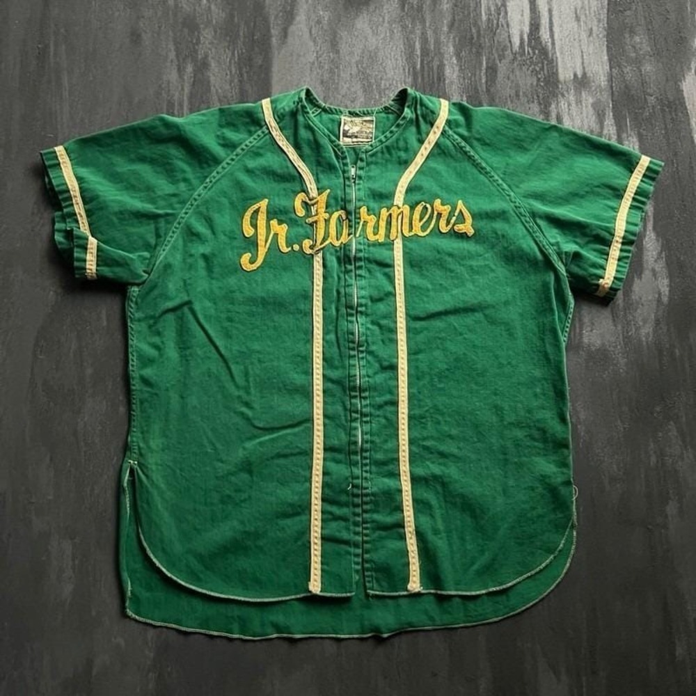 Vintage Jr Farmers Baseball Jersey Mens‎ XL Green 1960s Unique Toronto Cotton